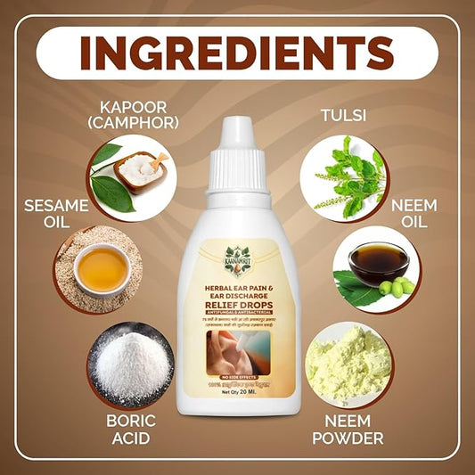 Kaanamrit™ Herbal Ear Pain & Discharge Relief Drops – Natural Ayurvedic Formula for Healthy Ears - 20 ml (pack of 2)
