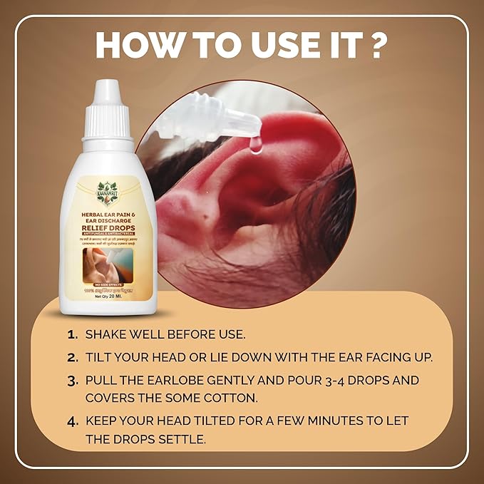 Kaanamrit™ Herbal Ear Pain & Discharge Relief Drops – Natural Ayurvedic Formula for Healthy Ears - 20 ml (pack of 2)